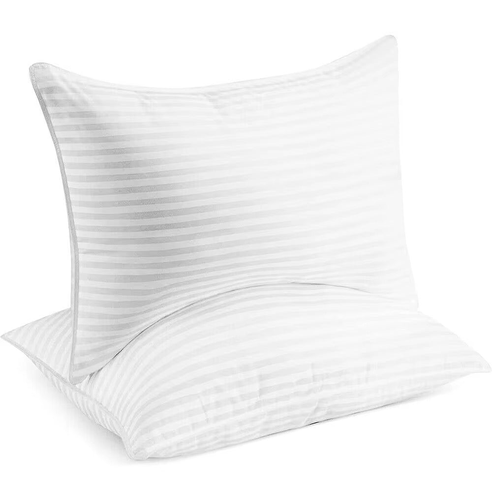 Set of 2 Bed Pillows Standard King Plush Down Alternative Pillows Cotton Cover