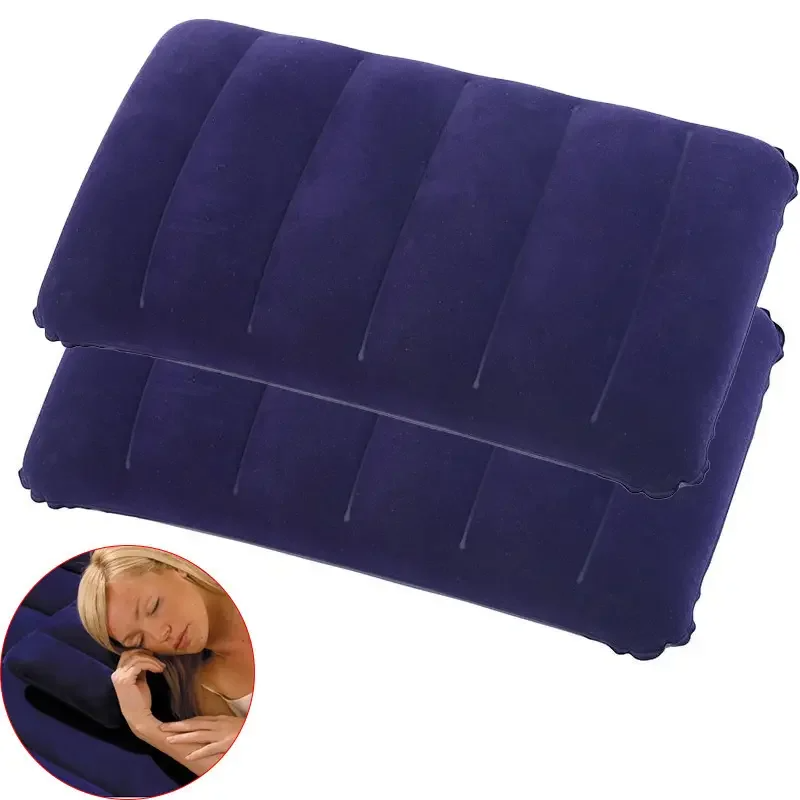 2Pcs Inflatable Air Pillow Bed Sleeping Camping Pillow Cushion Portable Ultralight Travel Beach Plane Head Rest Support Pillows