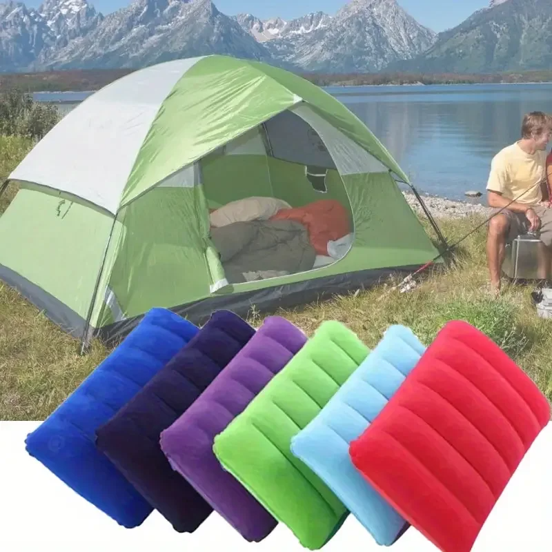 2Pcs Inflatable Air Pillow Bed Sleeping Camping Pillow Cushion Portable Ultralight Travel Beach Plane Head Rest Support Pillows