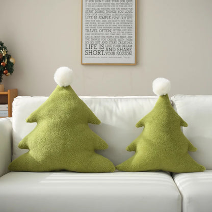 2 Pcs Christmas Throw Pillows Stuffed Tree Shaped Pillow Cute Soft Tree Throw Pillow Decorative Cute Pillows Home Decorations