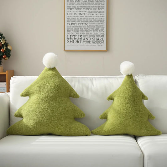 2 Pcs Christmas Throw Pillows Stuffed Tree Shaped Pillow Cute Soft Tree Throw Pillow Decorative Cute Pillows Home Decorations