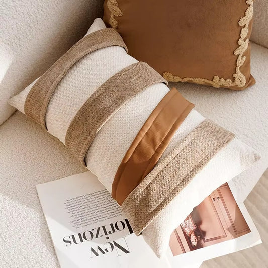 30x50/45x45CM Light Luxury Throw Pillow Cover Brown French Stamping Waist Cushion Cover Decor Home Decorative Pillowcase