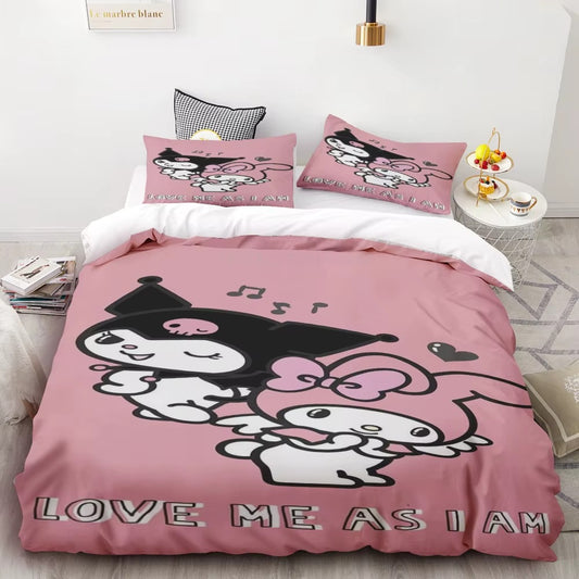 My Melody Pink Cartoon Duvet Cover Comforter Cover for Bedroom Decoration Children Teen Best Gift Double Single Bedding Set
