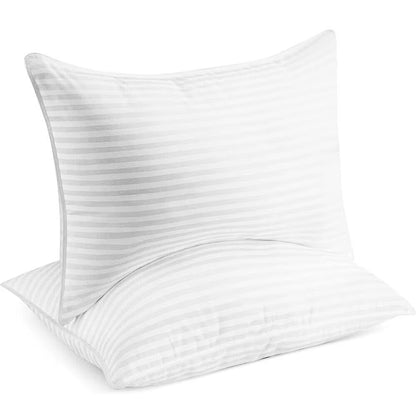 Set of 2 Bed Pillows Standard King Plush Down Alternative Pillows Cotton Cover