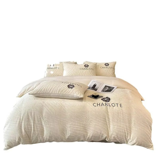 Thickened milk plush four piece bed set for winter light luxury high-end bedding, suede sheets, and duvet covers