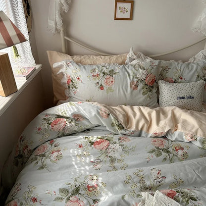 100% Cotton Soft Bedding Set French Princess Style Duvet Cover Bedclothes Bedspread Pillowcases Flat Sheets Comforter Sets