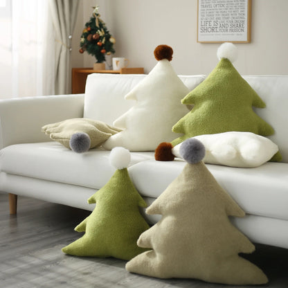 2 Pcs Christmas Throw Pillows Stuffed Tree Shaped Pillow Cute Soft Tree Throw Pillow Decorative Cute Pillows Home Decorations