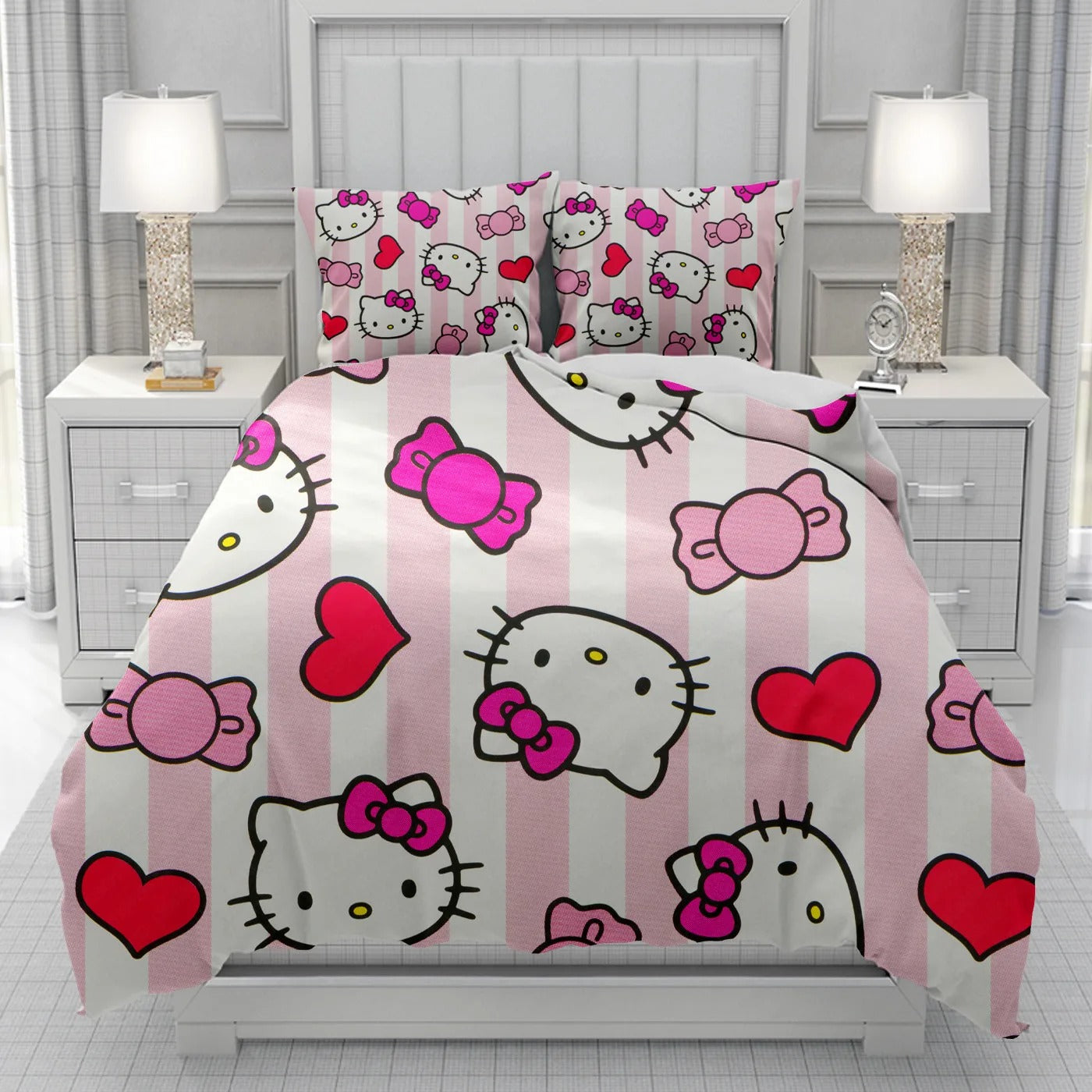 Hello Kikty  Duvet Cover men women/Children KID Printing Sanrio cartoon Bedding Set  Comforter Bed Soft