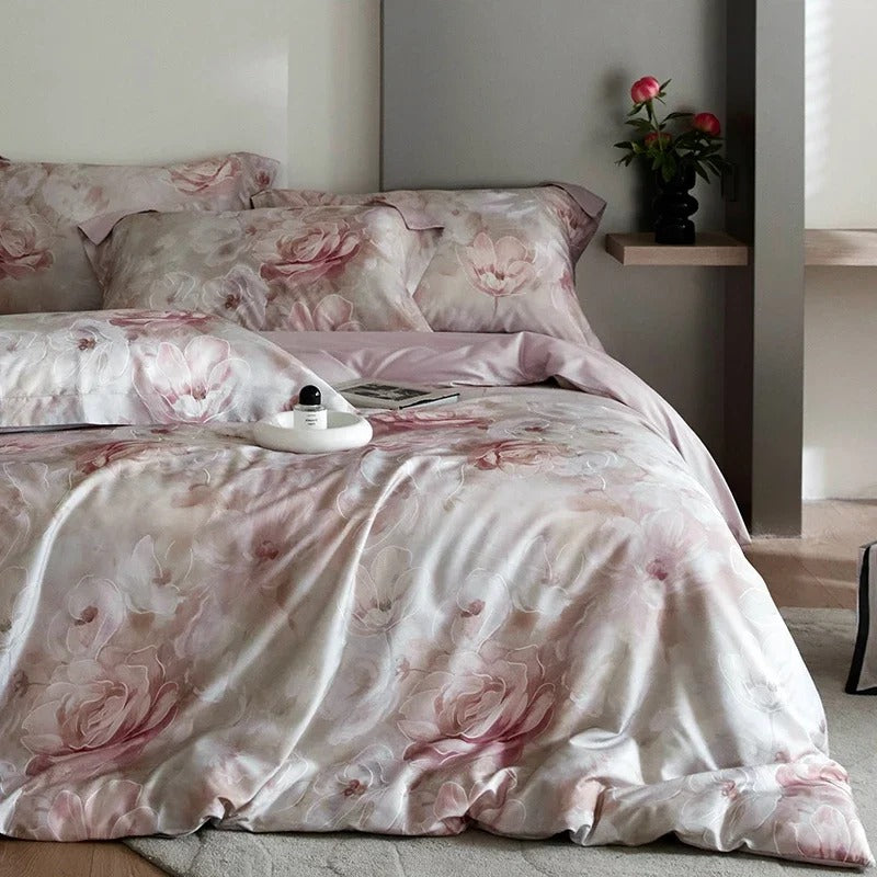 Luxury Lyocell home bed linen silk cotton Comforter bedding set nature bed cover set double duvet Quilt cover set Full sheet set