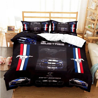 Mustang Car Pattern Duvet Cover Set Bedding for Aldult Kids Bed Set Game Quilt Cover Comforter Cover Bedding Set