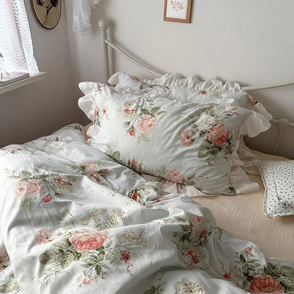 100% Cotton Soft Bedding Set French Princess Style Duvet Cover Bedclothes Bedspread Pillowcases Flat Sheets Comforter Sets