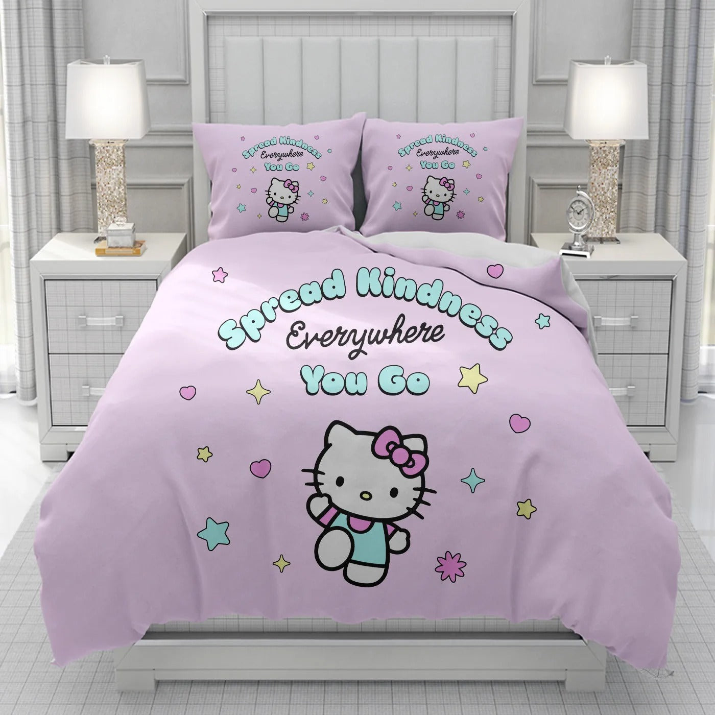 Hello Kikty  Duvet Cover men women/Children KID Printing Sanrio cartoon Bedding Set  Comforter Bed Soft