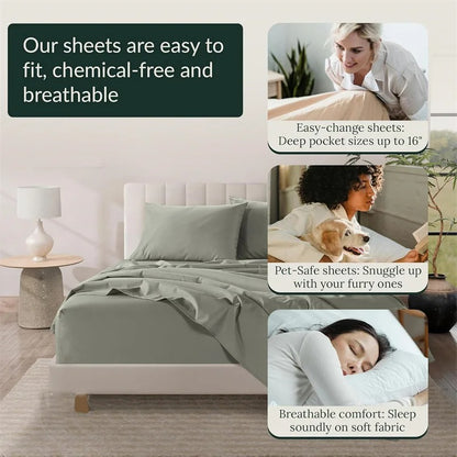 Luxury 100% Egyptian Cotton Bed Sheets Set 1000TC Bedding Set 4/6 Pieces Flat Fitted Sheet Pillowcase Double King Queen Size