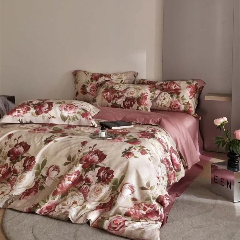 Luxury Lyocell home bed linen silk cotton Comforter bedding set nature bed cover set double duvet Quilt cover set Full sheet set