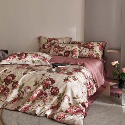 Luxury Lyocell home bed linen silk cotton Comforter bedding set nature bed cover set double duvet Quilt cover set Full sheet set