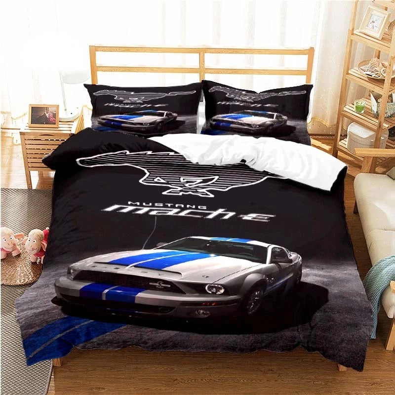 Mustang Car Pattern Duvet Cover Set Bedding for Aldult Kids Bed Set Game Quilt Cover Comforter Cover Bedding Set