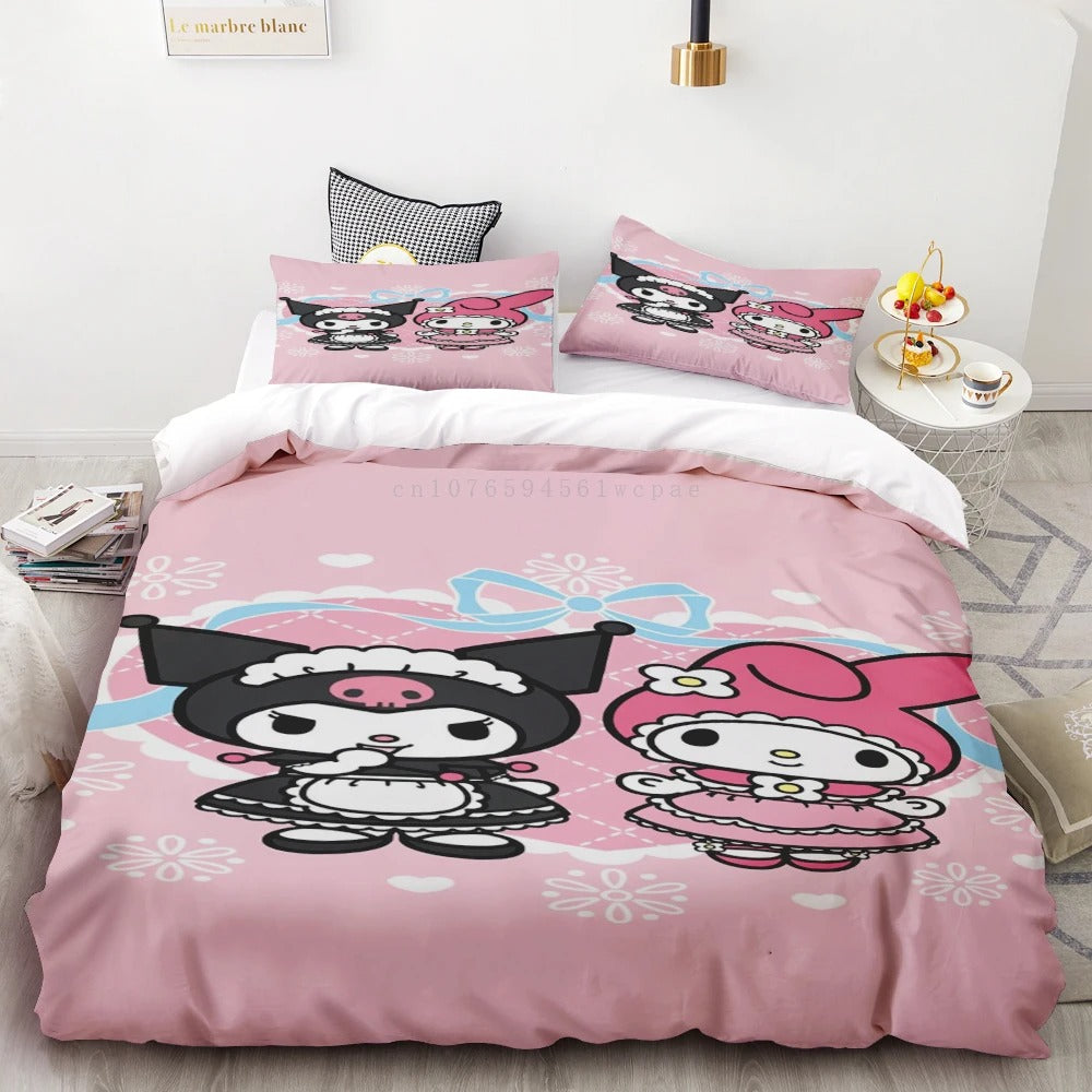 My Melody Pink Cartoon Duvet Cover Comforter Cover for Bedroom Decoration Children Teen Best Gift Double Single Bedding Set