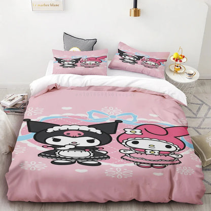 My Melody Pink Cartoon Duvet Cover Comforter Cover for Bedroom Decoration Children Teen Best Gift Double Single Bedding Set