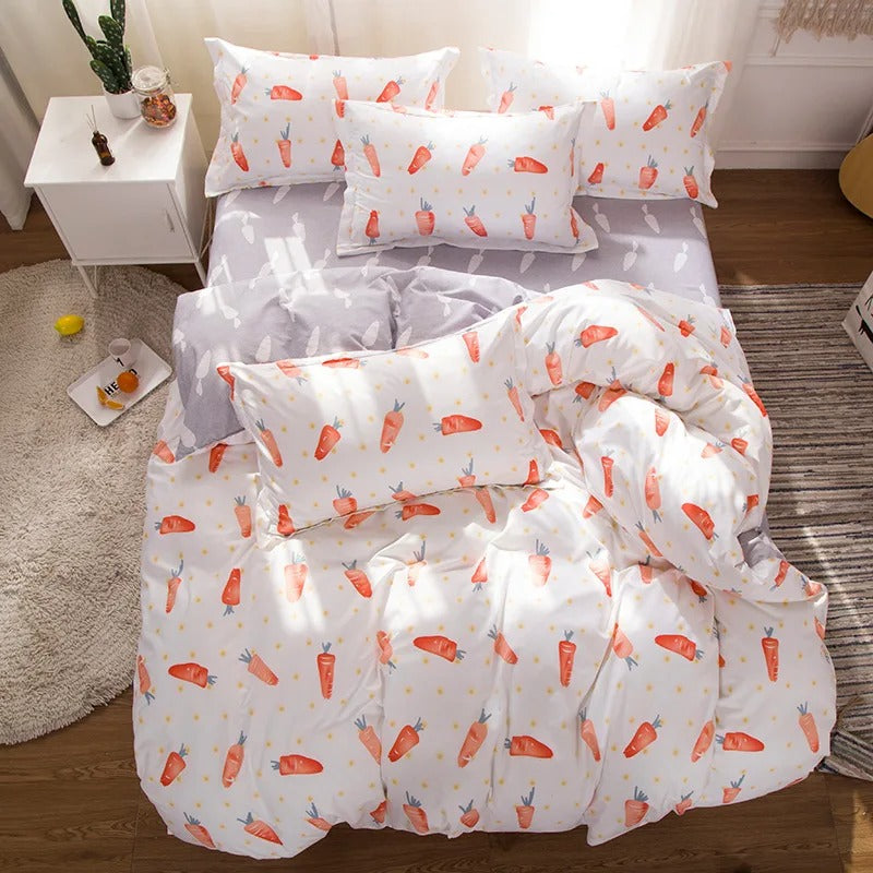 Pink Strawberry Comforter Bedding Sets Bed Sheets Cute Fruit Duvet Cover King Queen Size Gift For Girl Kids Lovely Bedspread
