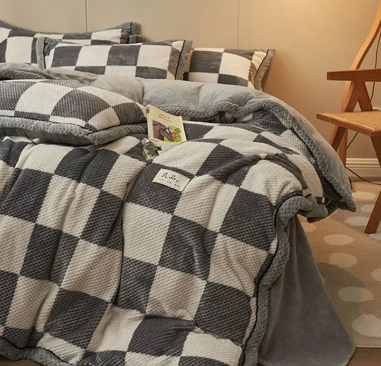 Winter Thick Milk Fleece Bedding Set Queen King Plush Duvet Cover Set Warmth Comforter Quilt Cover Bedsheet Set Warm Bedspread