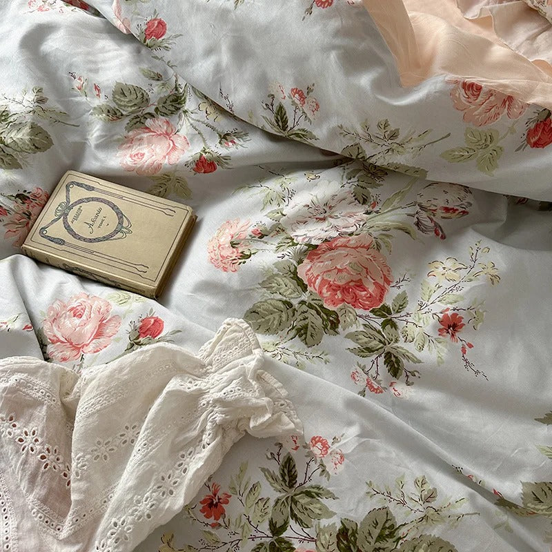 100% Cotton Soft Bedding Set French Princess Style Duvet Cover Bedclothes Bedspread Pillowcases Flat Sheets Comforter Sets