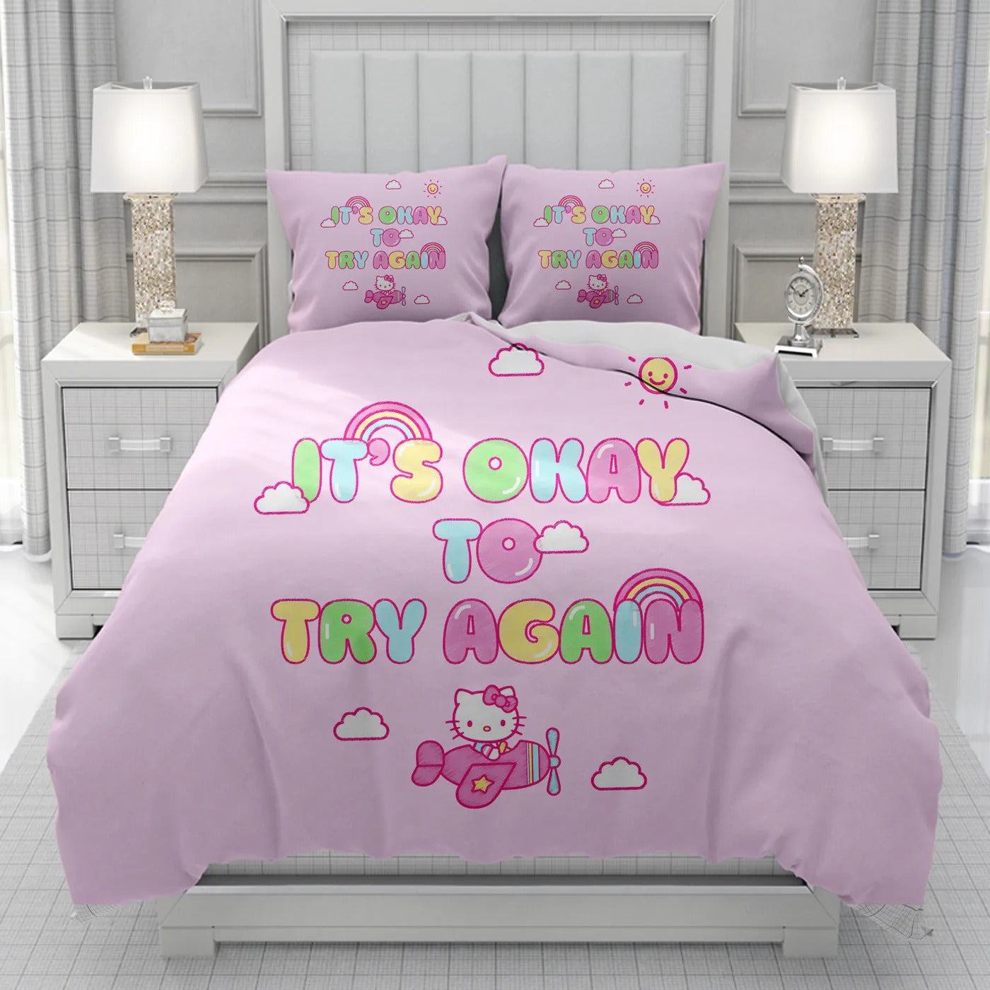 Hello Kikty  Duvet Cover men women/Children KID Printing Sanrio cartoon Bedding Set  Comforter Bed Soft