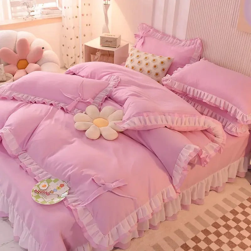 Love Heart Bedding Set Comforter Cover Sets Duvet Cover Set Home Sheet Pillowcase Soft No Filling Bed Linen Twin Full Queen Size
