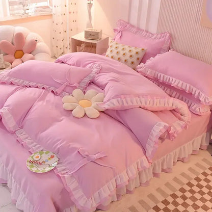 Love Heart Bedding Set Comforter Cover Sets Duvet Cover Set Home Sheet Pillowcase Soft No Filling Bed Linen Twin Full Queen Size