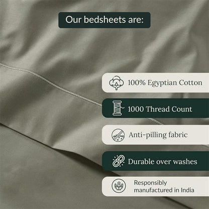 Luxury 100% Egyptian Cotton Bed Sheets Set 1000TC Bedding Set 4/6 Pieces Flat Fitted Sheet Pillowcase Double King Queen Size