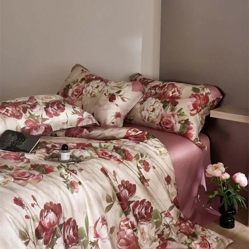 Luxury Lyocell home bed linen silk cotton Comforter bedding set nature bed cover set double duvet Quilt cover set Full sheet set