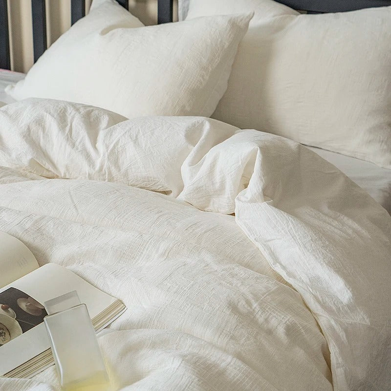 Washed Cotton Duvet Cover Set white Bedding Sets for Hotel Bedroom comforter sets Cover Pillowcase Flat Sheet Fashion Bed Linen