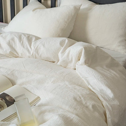 Washed Cotton Duvet Cover Set white Bedding Sets for Hotel Bedroom comforter sets Cover Pillowcase Flat Sheet Fashion Bed Linen