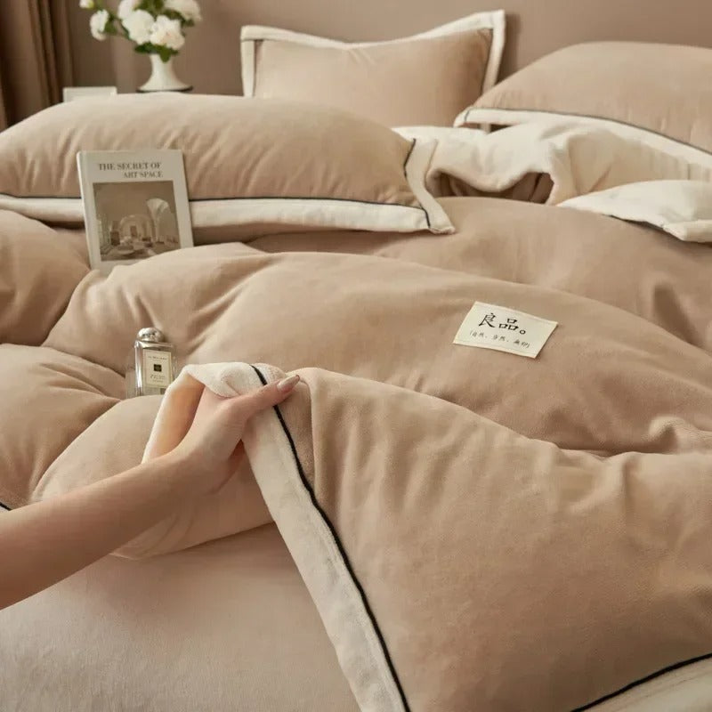 Winter Thicken Warm Plush Duvet Cover Set Bed Linens Set with Quilt Cover Bedsheet Pillowcase 4pcs Luxury Queen Size Bedding Set