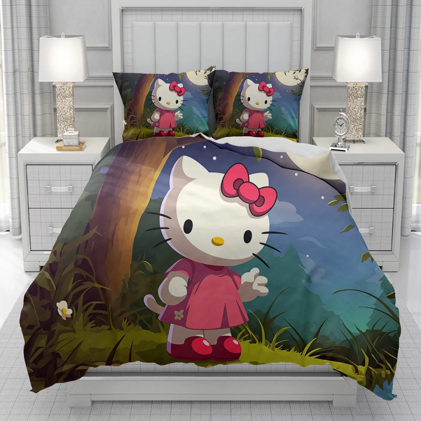 Hello Kikty  Duvet Cover men women/Children KID Printing Sanrio cartoon Bedding Set  Comforter Bed Soft