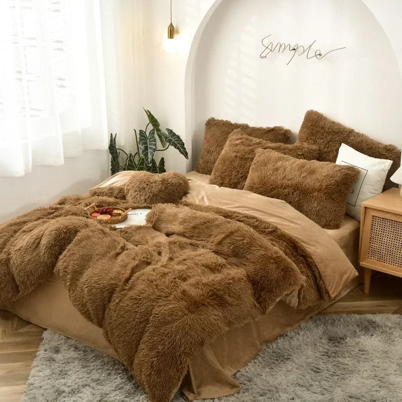 Velvet Bedding Sets Mink Four Piece Set Plush Crystal Coral Velvet Quilt Cover Sheet Pillow Case Comforters Quilt Bed Suits 2021