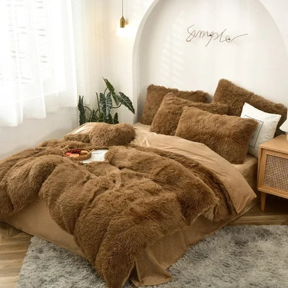Velvet Bedding Sets Mink Four Piece Set Plush Crystal Coral Velvet Quilt Cover Sheet Pillow Case Comforters Quilt Bed Suits 2021