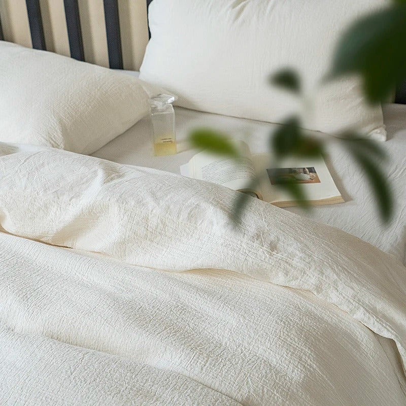 Washed Cotton Duvet Cover Set white Bedding Sets for Hotel Bedroom comforter sets Cover Pillowcase Flat Sheet Fashion Bed Linen