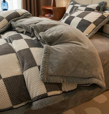 Winter Thick Milk Fleece Bedding Set Queen King Plush Duvet Cover Set Warmth Comforter Quilt Cover Bedsheet Set Warm Bedspread