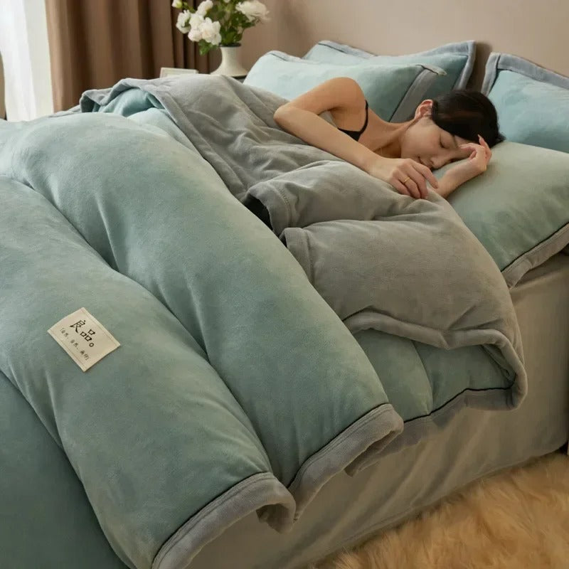 Winter Thicken Warm Plush Duvet Cover Set Bed Linens Set with Quilt Cover Bedsheet Pillowcase 4pcs Luxury Queen Size Bedding Set