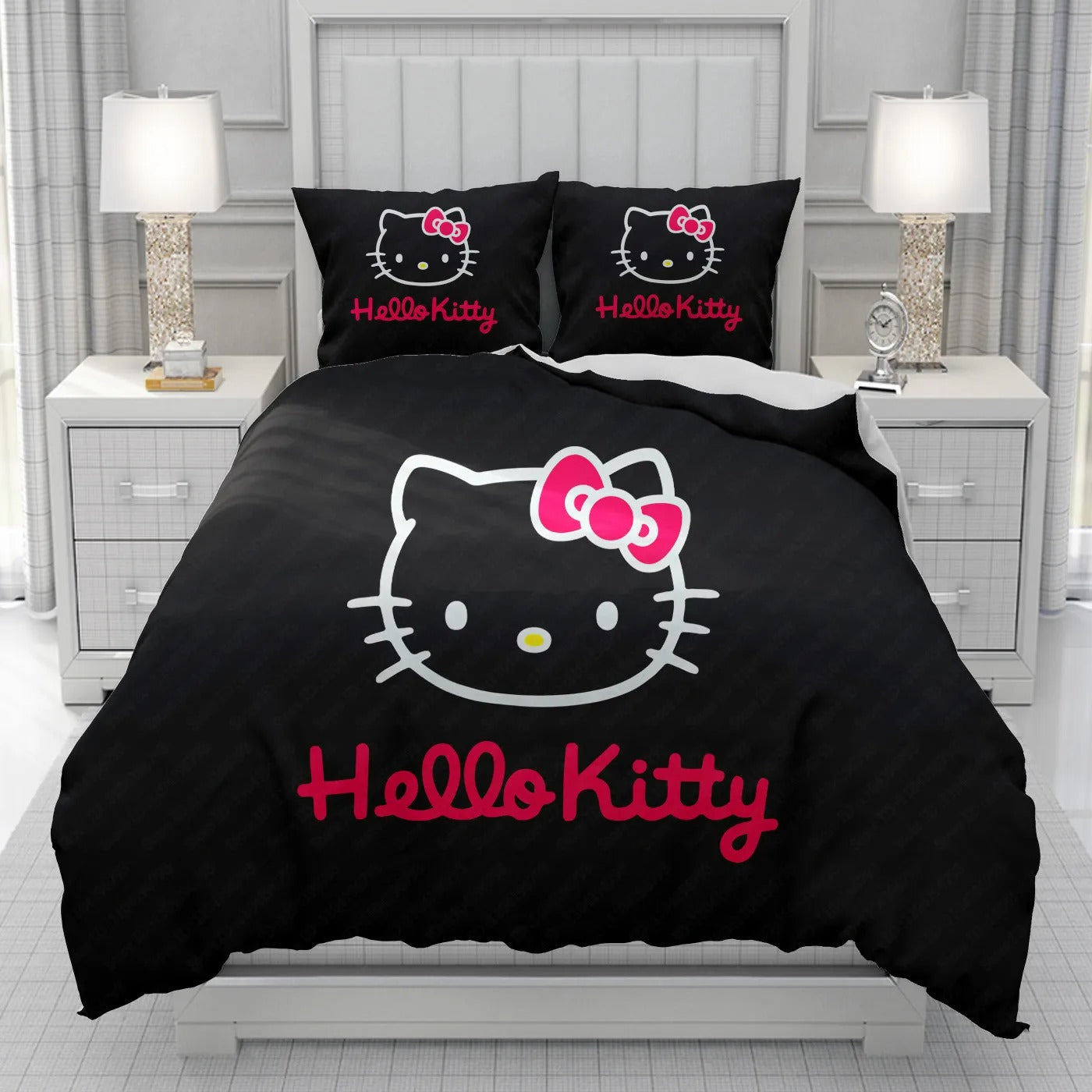 Hello Kikty  Duvet Cover men women/Children KID Printing Sanrio cartoon Bedding Set  Comforter Bed Soft
