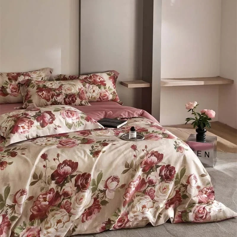Luxury Lyocell home bed linen silk cotton Comforter bedding set nature bed cover set double duvet Quilt cover set Full sheet set