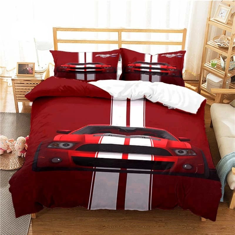 Mustang Car Pattern Duvet Cover Set Bedding for Aldult Kids Bed Set Game Quilt Cover Comforter Cover Bedding Set