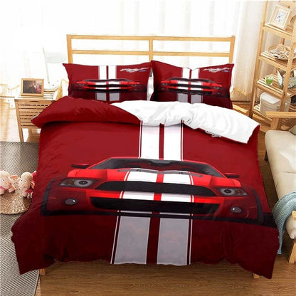 Mustang Car Pattern Duvet Cover Set Bedding for Aldult Kids Bed Set Game Quilt Cover Comforter Cover Bedding Set