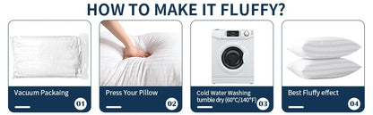 Set of 2 Bed Pillows Standard King Plush Down Alternative Pillows Cotton Cover