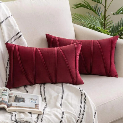 Set of1/2 Striped Velvet Throw Pillow Covers Modern Decorative Couch Soft Cozy Red Throw Pillowcases for Christmas Home Decor