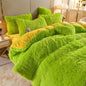 Nordic Pure Color Plush Duvet Cover Set with Sheet Pillow Covers Furry Winter Warm Kawaii Bedding Set Luxury Single Bed Sets