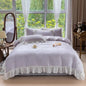 Rose Flowers Embroidery Bedding Set Queen King Size Beige Soft Polyester Duvet Cover Fitted Bed Sheet Pillowcases Home Textile